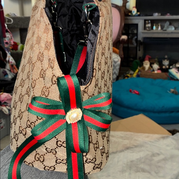 Dog carry bag Beige Patterned with Ribbon Accent - Picture 6 of 8